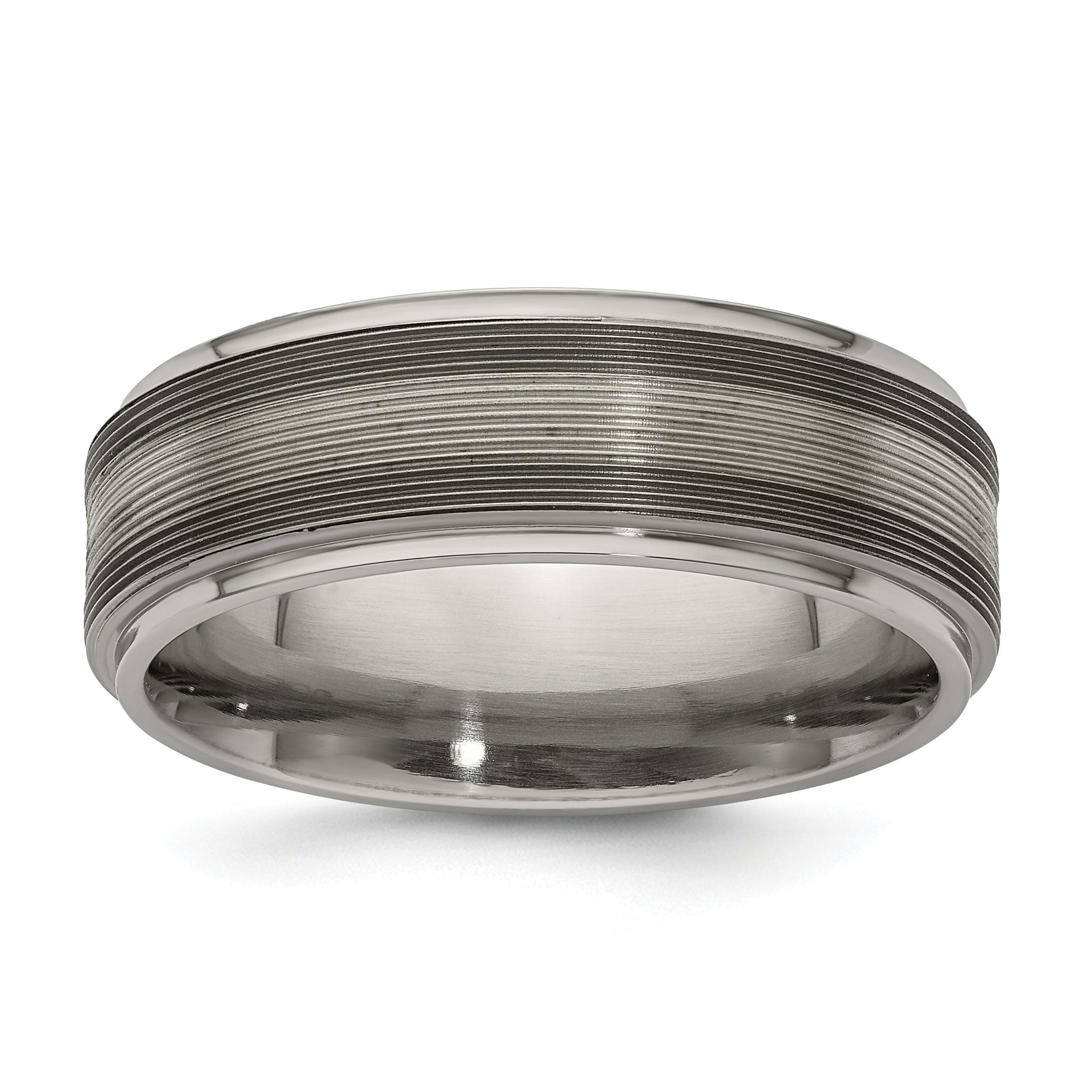 Edward Mirell Two-Tone Titanium Wedding Band with Sterling Silver Inlay Main image