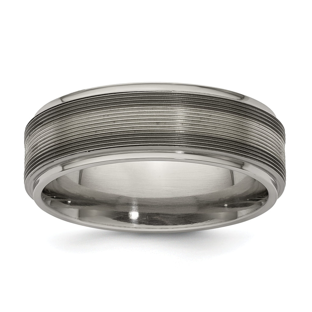 Edward Mirell Two-Tone Titanium Wedding Band with Sterling Silver Inlay