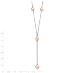 Sterling Silver Rhodium-plated 6-8mm Pink Teardrop and Semi-Round Freshwater Cultured Pearl 6-Station Y-Drop 16 inch Necklace