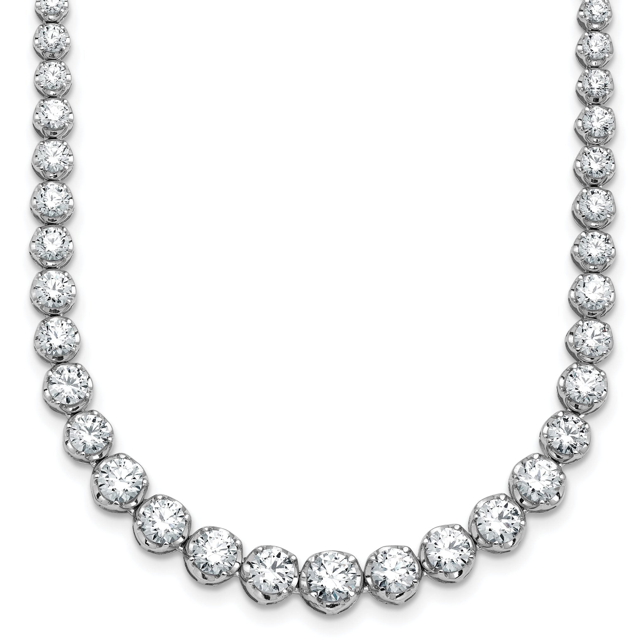 14k White Gold 11 carat Certified Lab Grown Diamond VS+ F+ Complete Round 20 inch Graduated Tennis Necklace Main image