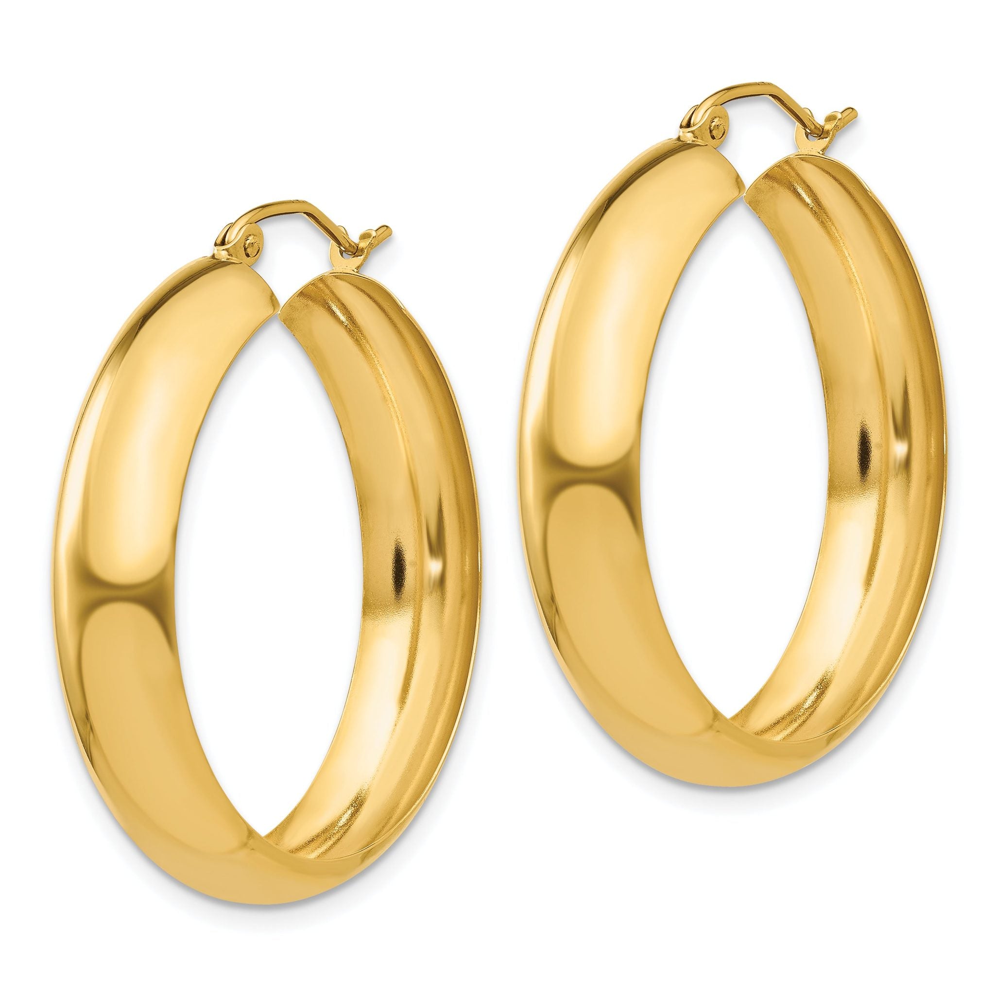 14K Gold Polished Hoop Earrings for Women by Sophia Jewelers Secondary image