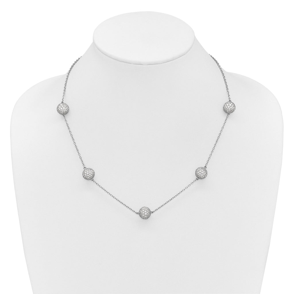 14k White Gold 10 5/8 carat Lab Grown Diamond VS/SI+ G+ Complete 18 inch 10mm Sphere Necklace