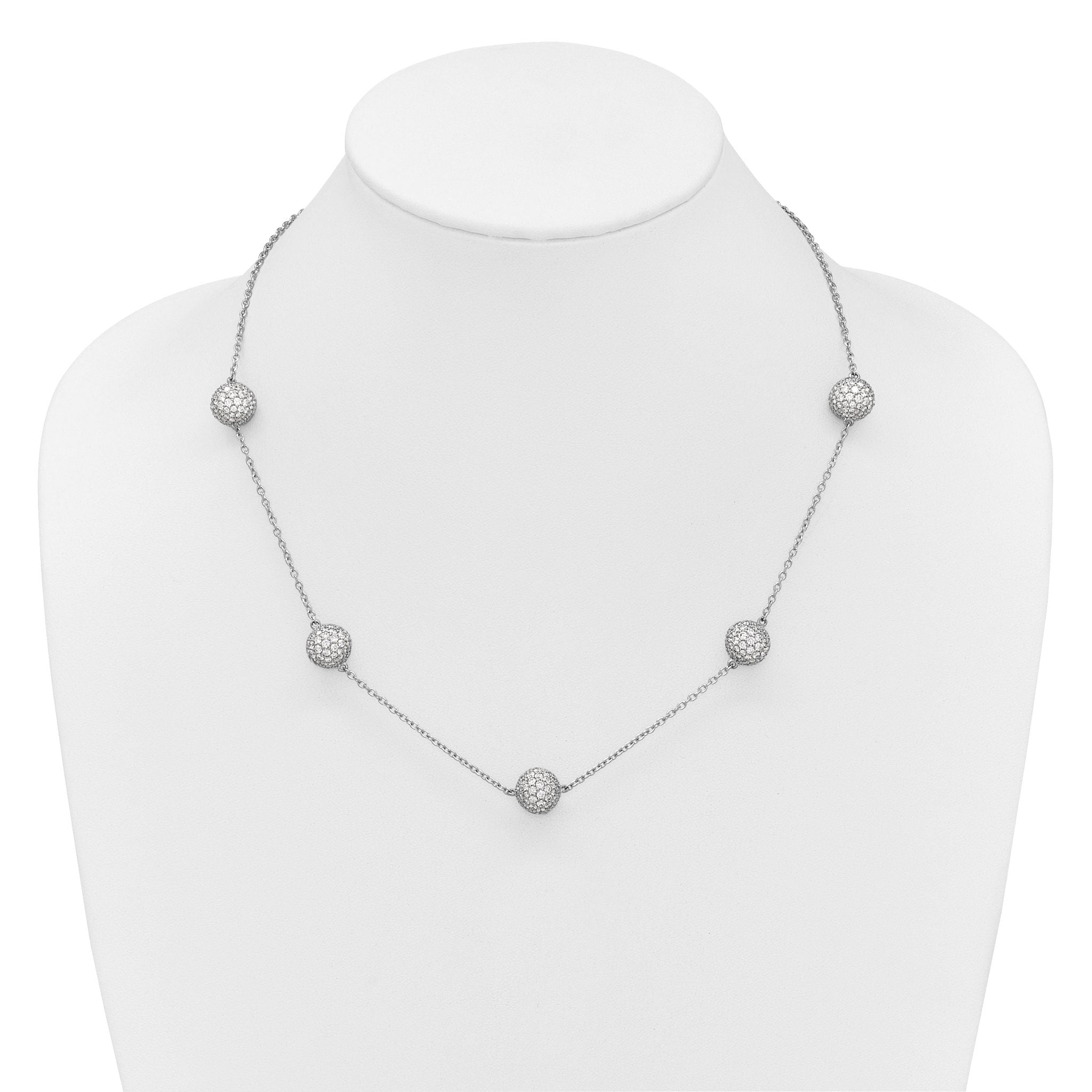 14k White Gold 10 5/8 carat Lab Grown Diamond VS/SI+ G+ Complete 18 inch 10mm Sphere Necklace