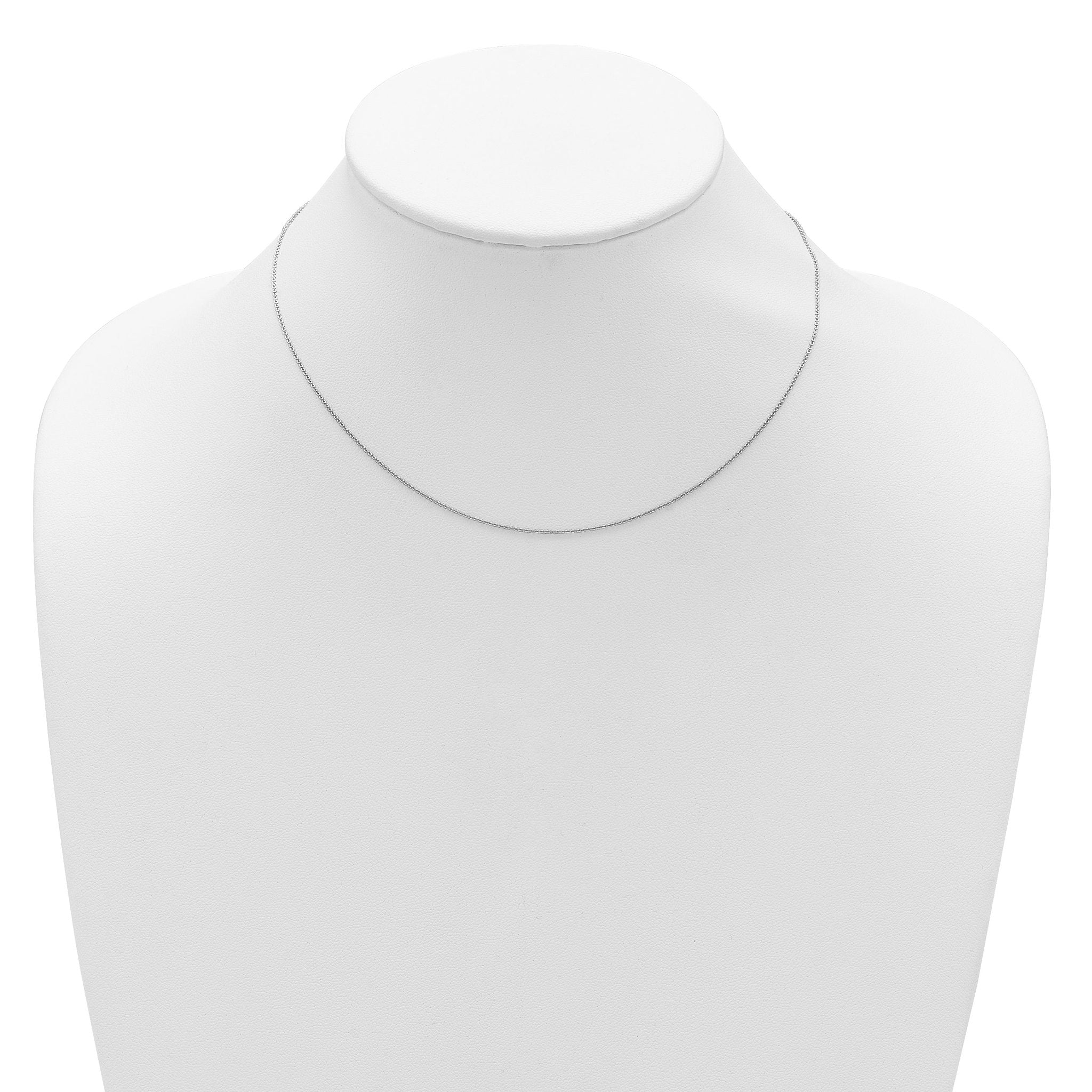 14 Karat White Gold .9mm Round Cable 16in+2in Adjustable Chain