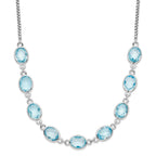 Sterling Silver Rhodium-plated Polished Blue Topaz w/2 in ext. Necklace