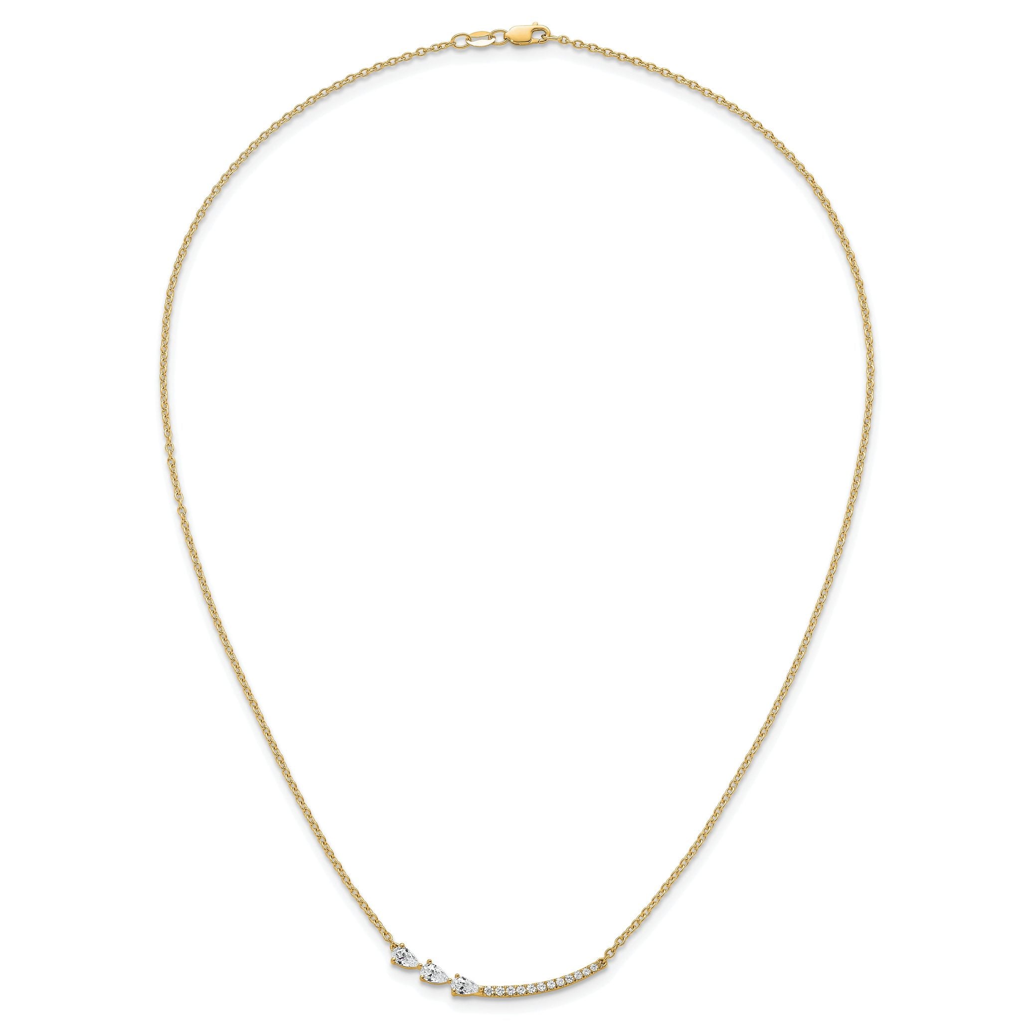 14k 3/4 carat Lab Grown Daimond VS+ F+ Complete 18 inch Fashion Bar Necklace