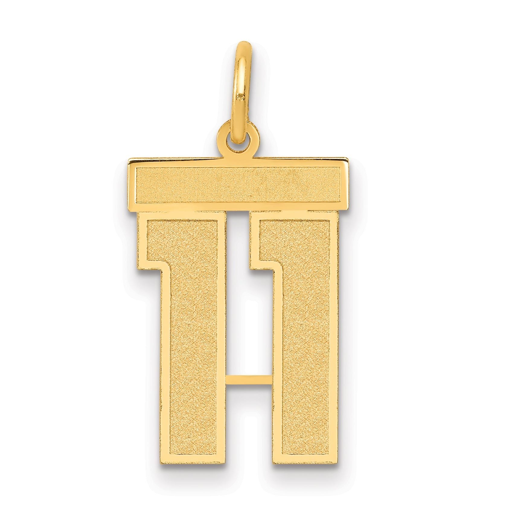 14K Gold Satin Number 11 Charm with Brushed Finish Medium Main image