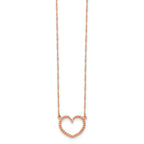 14K Rose Gold Heart Necklace with Polished Textured Finish