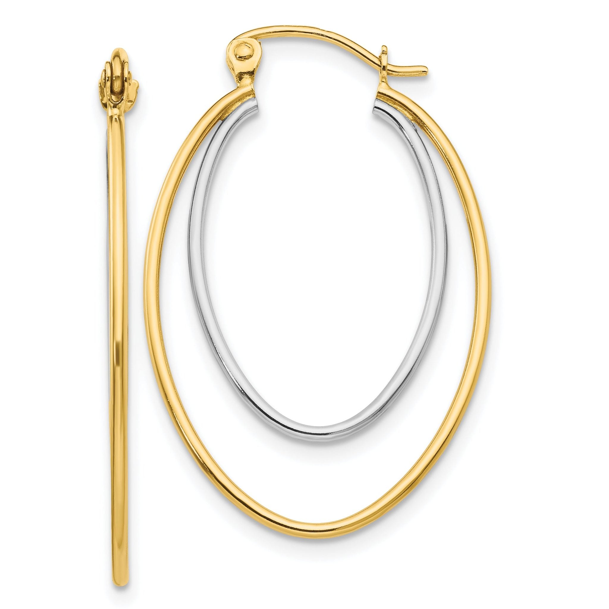 14K Two Tone Lightweight Hoop Earrings Main image