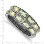 1928 Jewelry Black-plated Frame Grey Epoxy Faceted Stones Stretch Bracelet