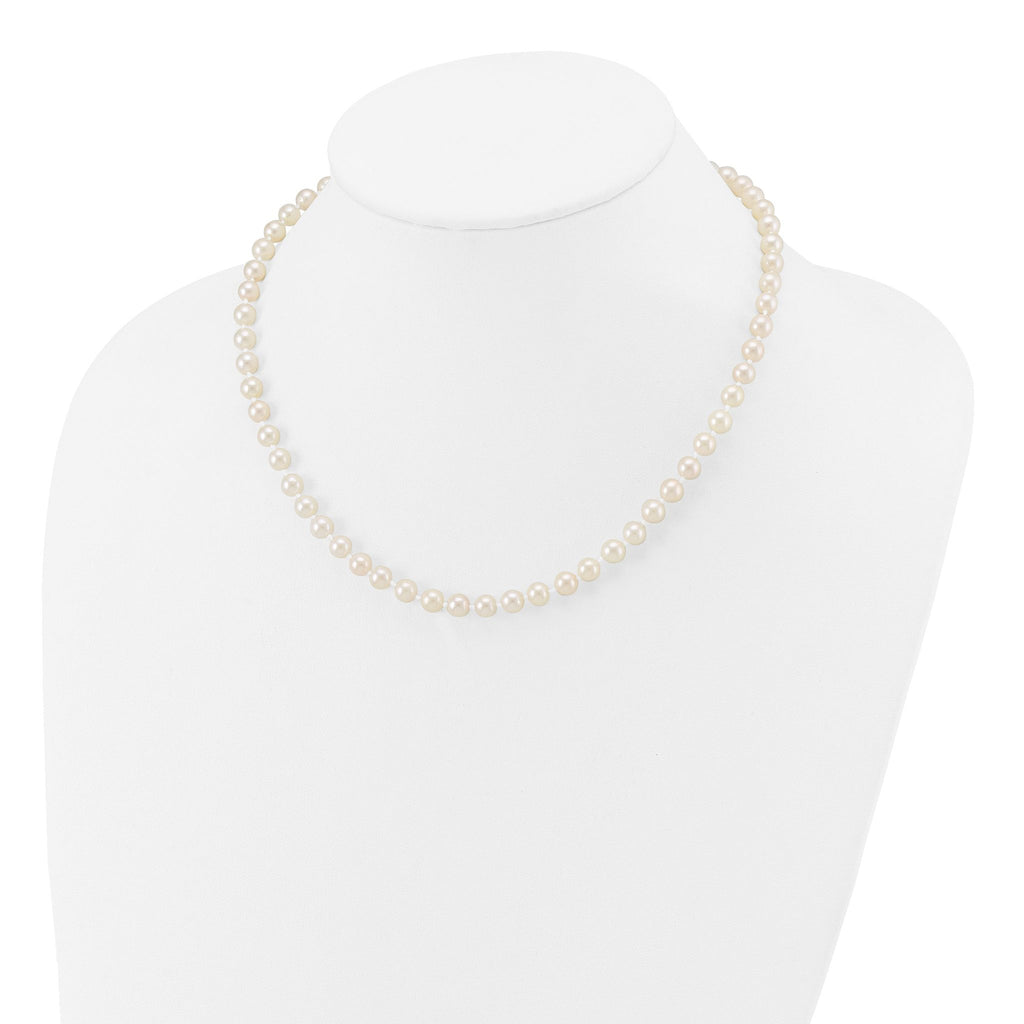 14k 5-6mm White Round Akoya Saltwater Cultured Pearl Necklace