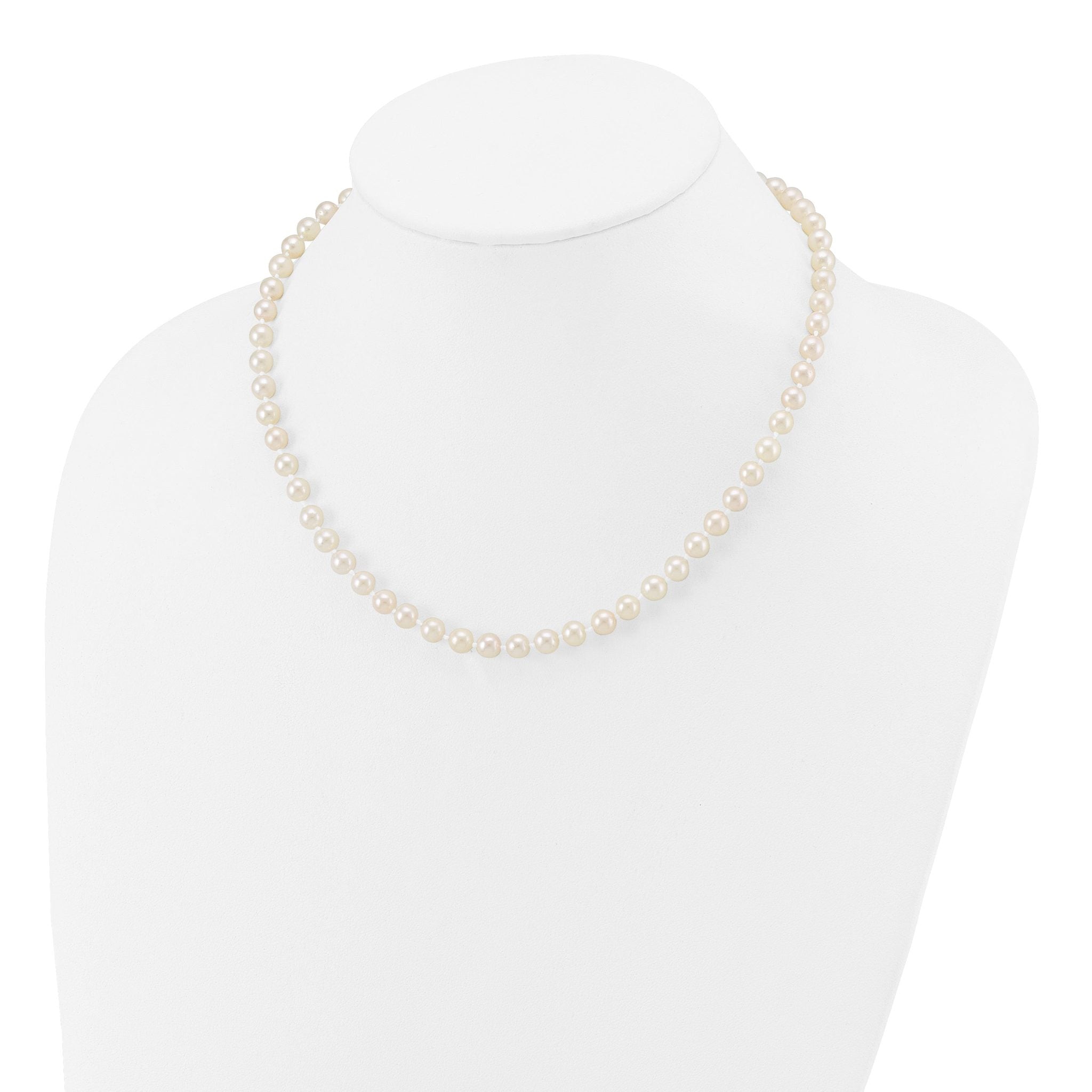 14k 5-6mm White Round Akoya Saltwater Cultured Pearl Necklace