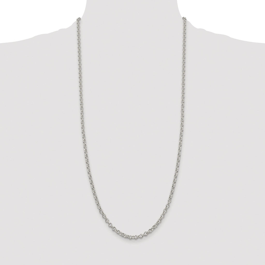 Polished Rolo Chain Necklace in Sterling Silver, 4mm