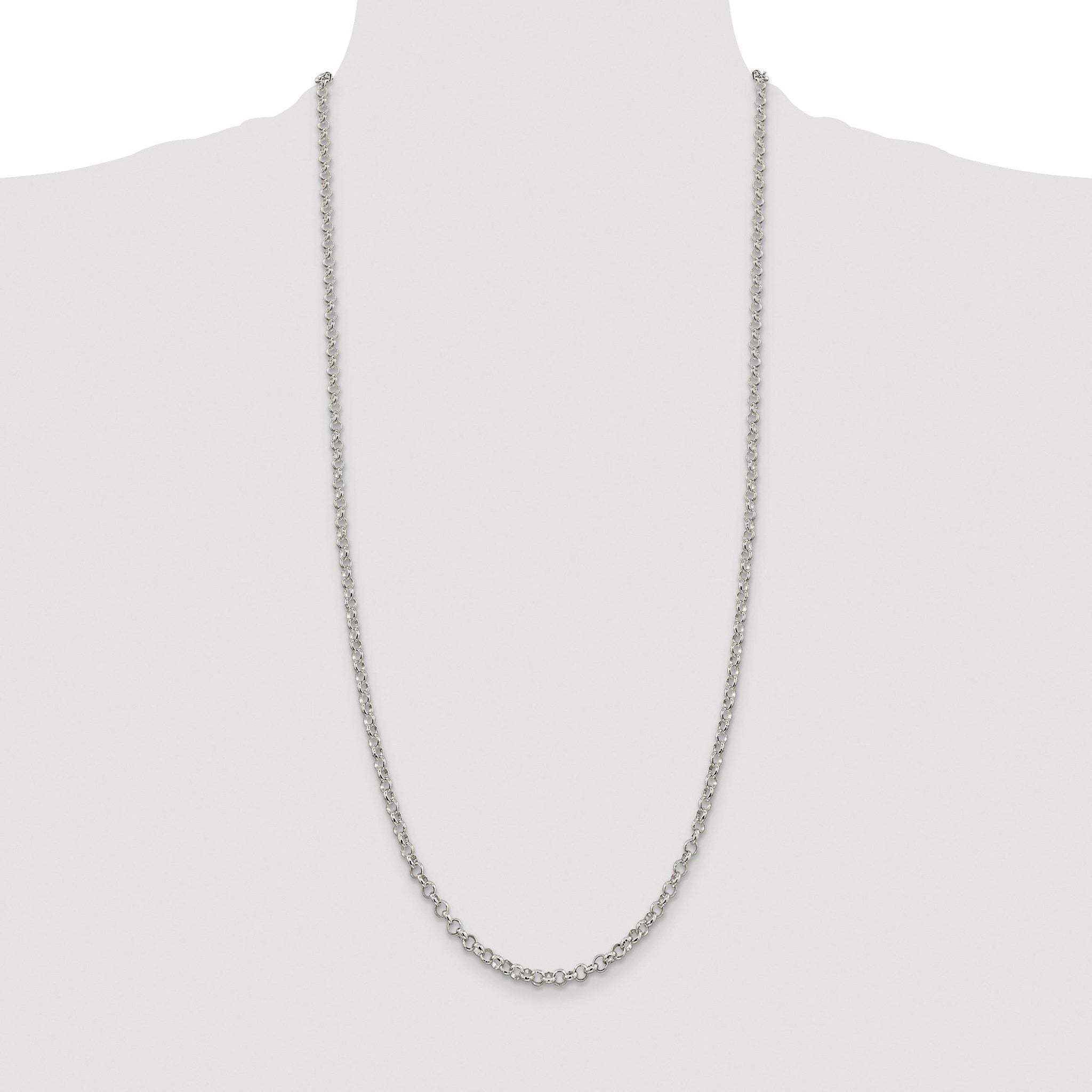 Polished Rolo Chain Necklace in Sterling Silver, 4mm