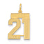 14K Gold Medium Satin Number 21 Charm Brushed Finish