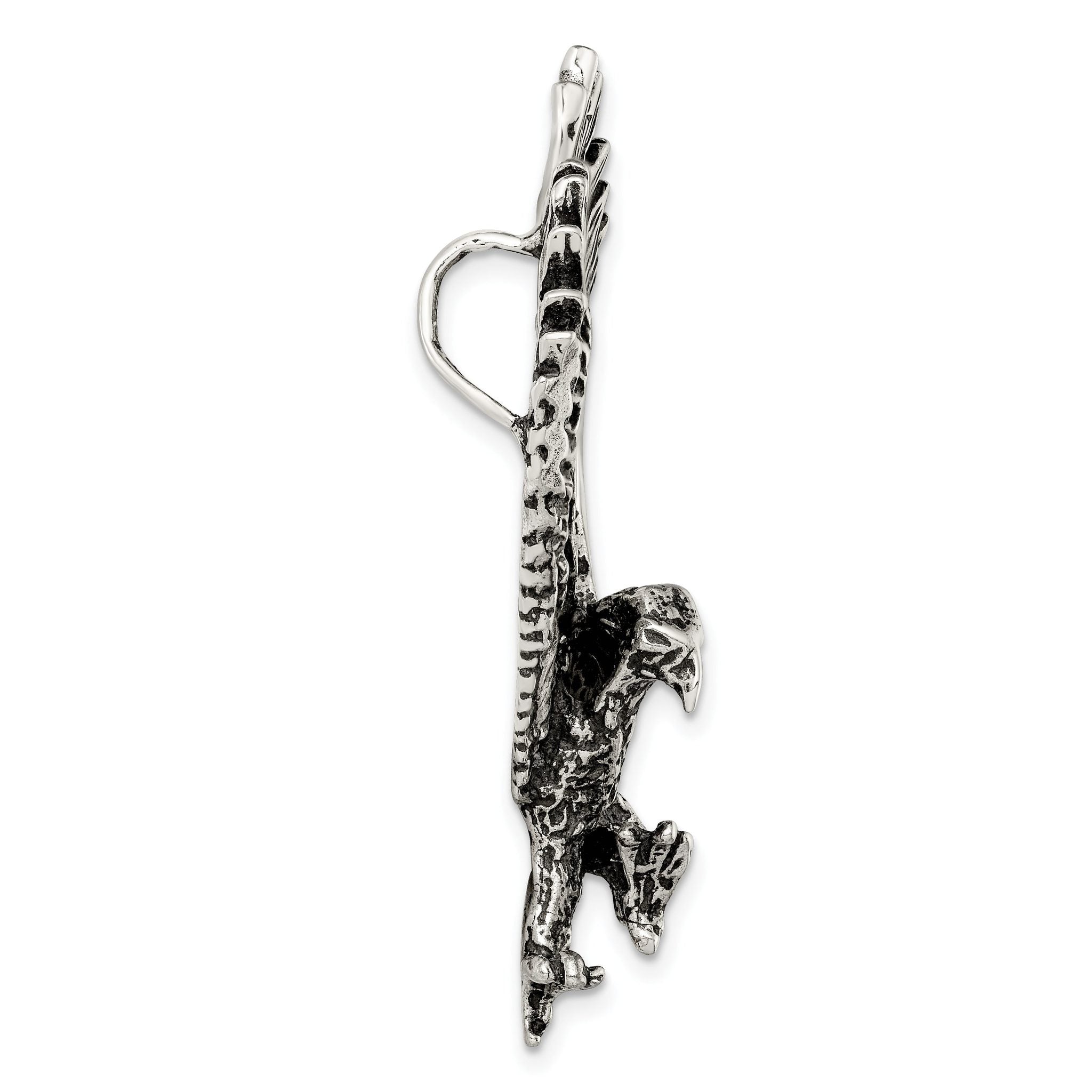 Sterling Silver 925 Eagle Pendant with Antiqued Textured Design for Men