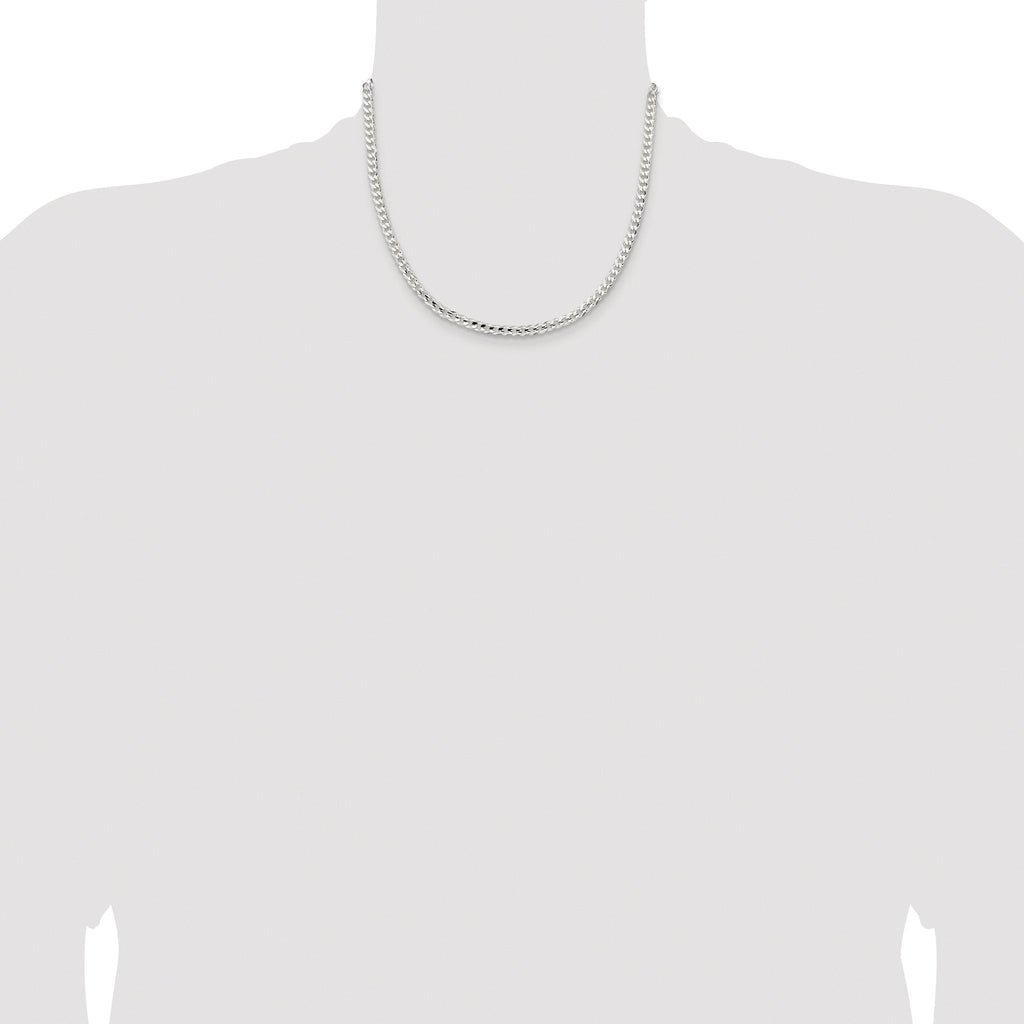 Concave Beveled Curb Chain in Sterling Silver, 4.5mm