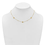 14k Polished Heart in Circle with Diamond-cut Beads 7-Station 16.75 inch Necklace
