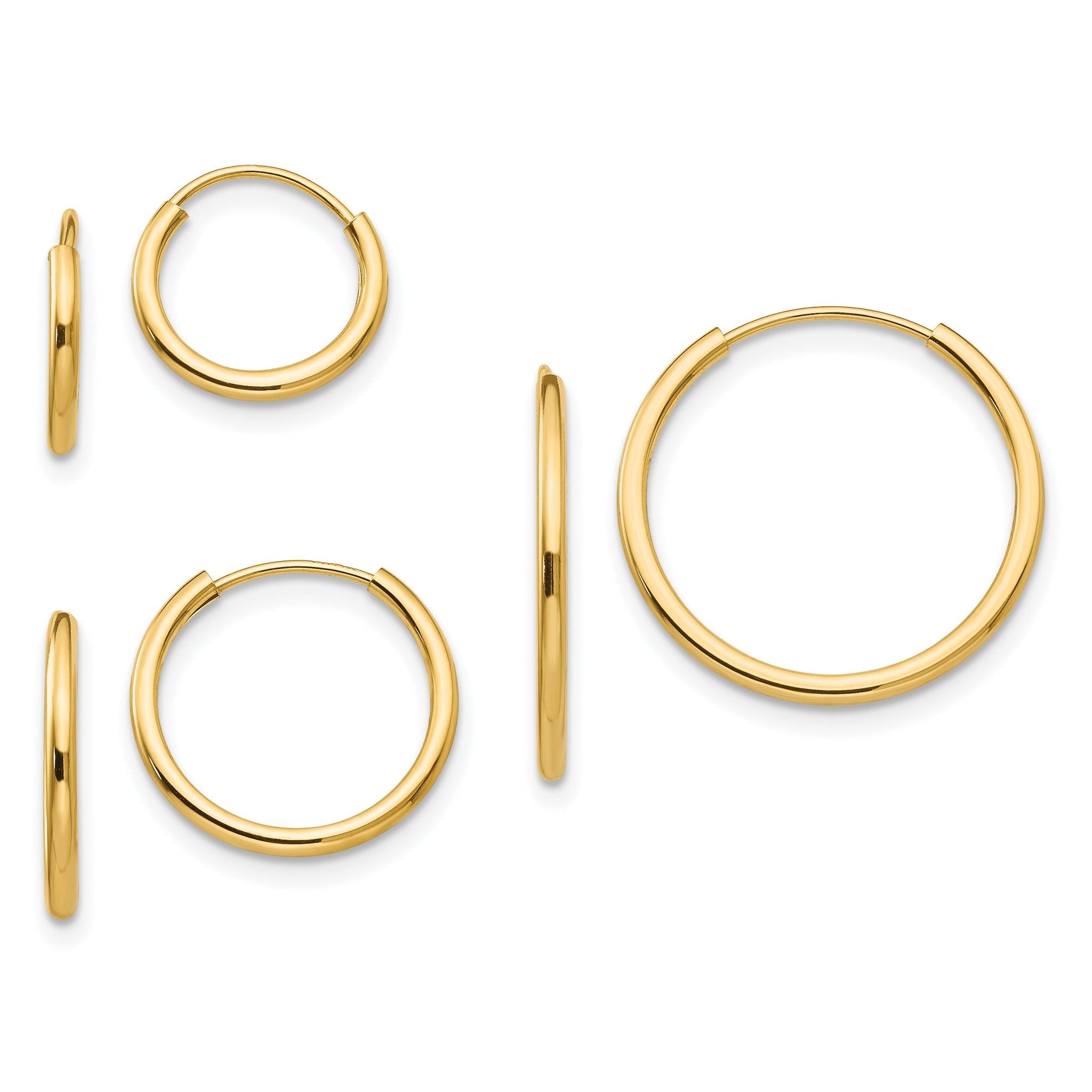 Children's Endless Hoop Earring Set in 14K Yellow Gold