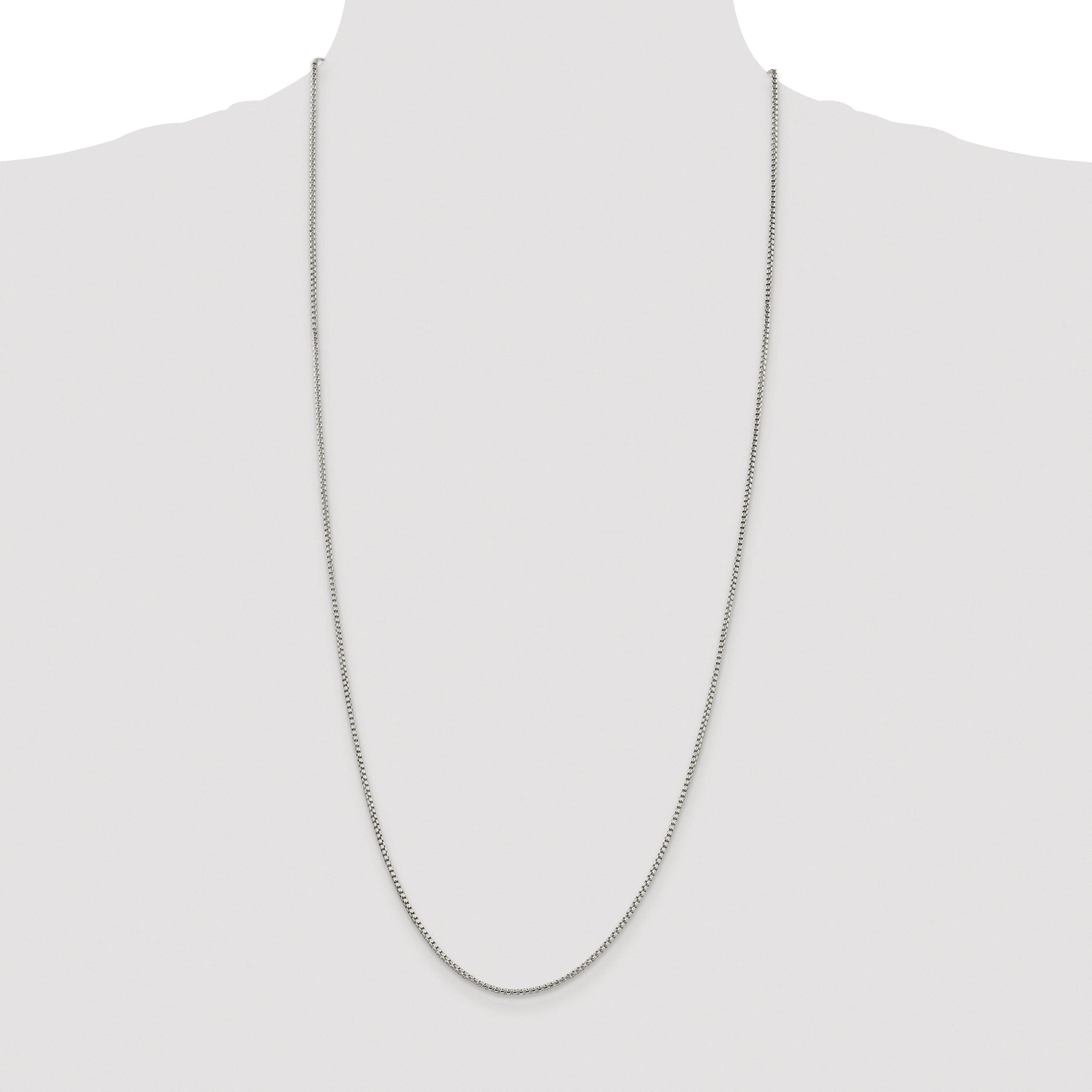 Round Box Chain Necklace in Sterling Silver, 1.75mm