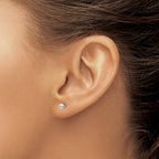 14K White Gold Polished Ball Post Earrings  Elegant 3mm Rhodium Finish