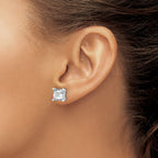 14K White Gold 6 ct Lab-Created Diamond VS/SI+ G+, Princess-Cut 4-Prong Stud Earrings