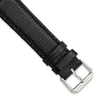 Black Lizard-Grain Leather Watch Band in Silver-Tone Buckle, 19mm
