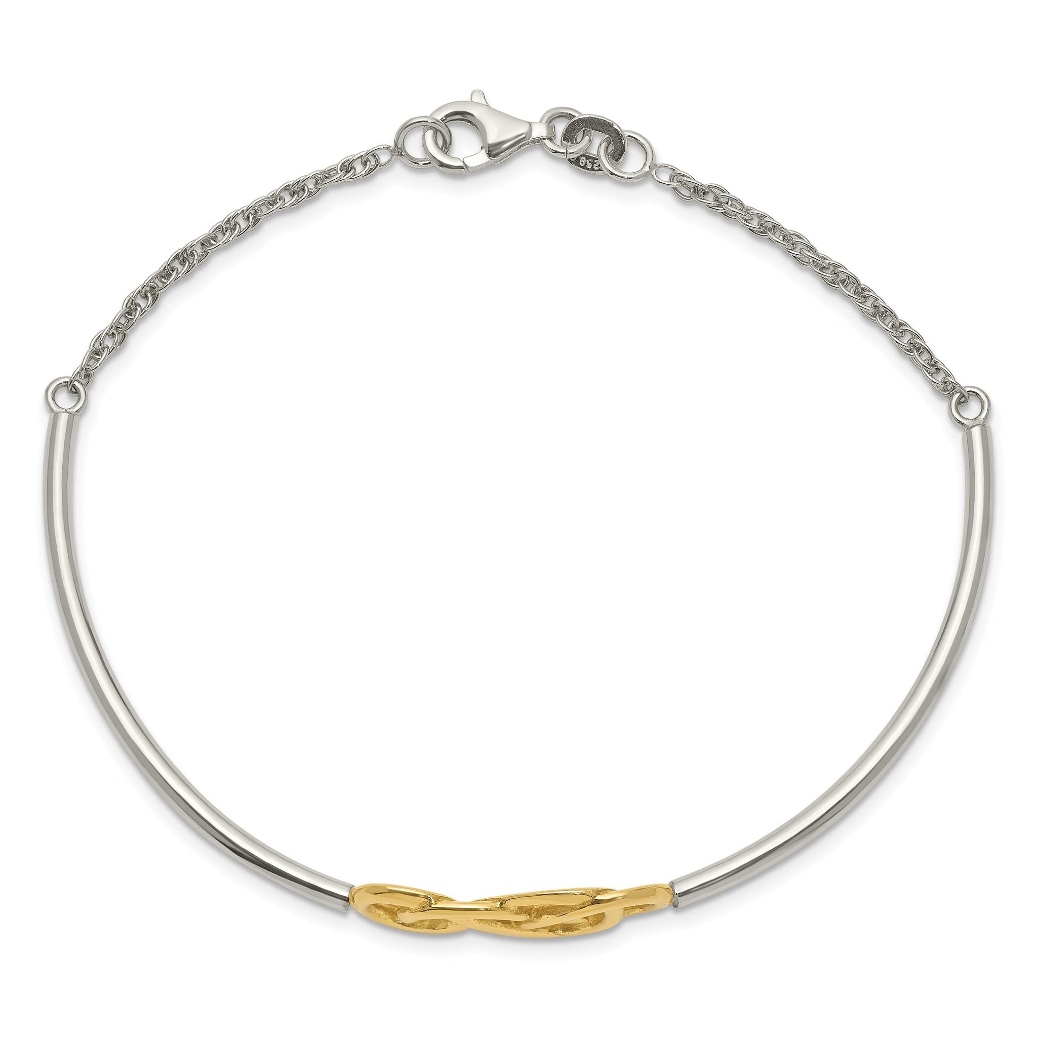 Gold-Plated Sterling Silver Double Infinity Bangle Bracelet for Women