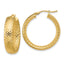 14K Polished Weave Design Round Hoop Earrings