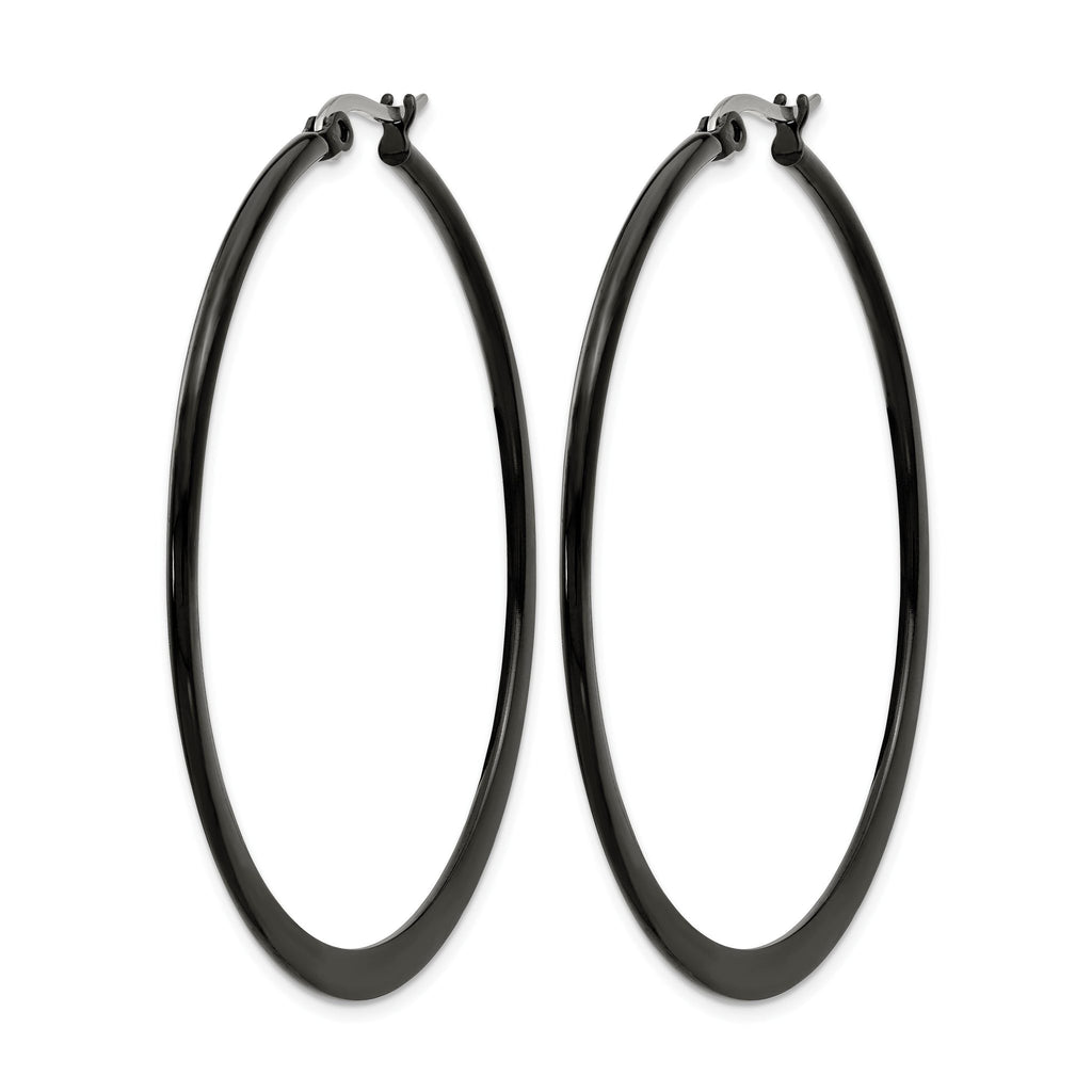 Stainless Steel Black Polished Hoop Earrings for Women