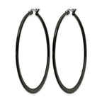 Stainless Steel Black Polished Hoop Earrings for Women
