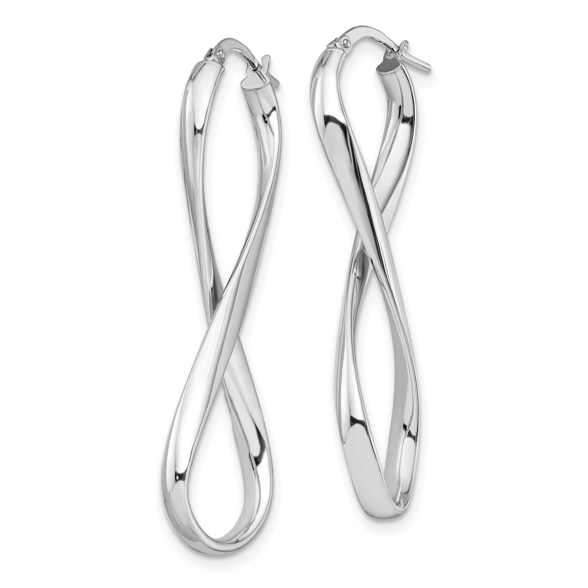 14K White Gold Infinity Hoop Earrings with Polished Twisted Design Secondary image