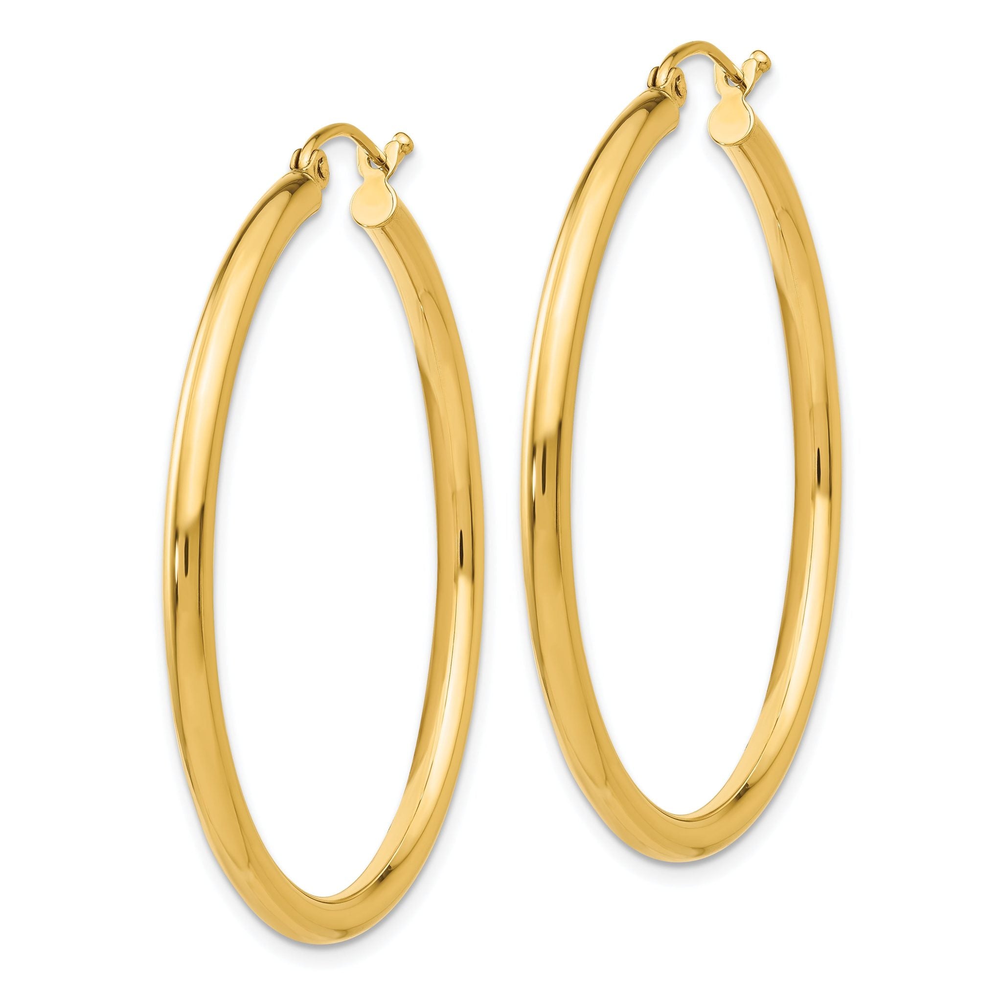 14K Polished 2.5mm Tube Hoop Earrings Secondary image