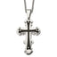 Chisel Stainless Steel Polished Black IP-plated Cross Pendant on a 24 inch Curb Chain Necklace