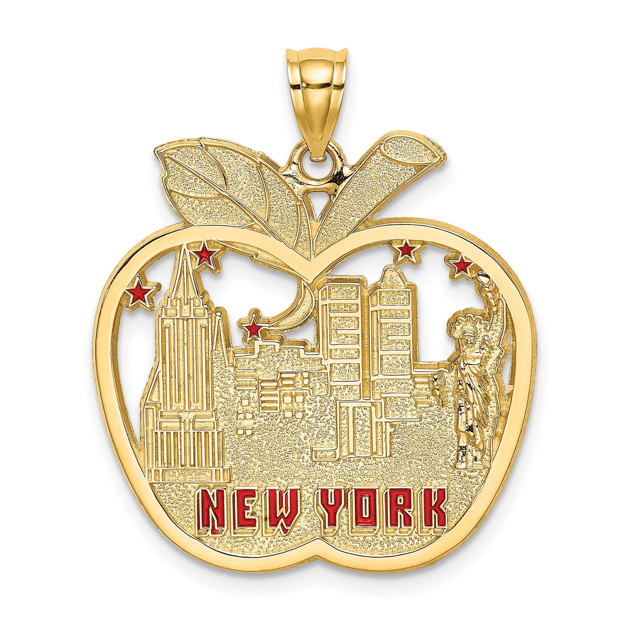 14K Red Enamel NEW YORK Apple w/NY Skyline Charm Main image