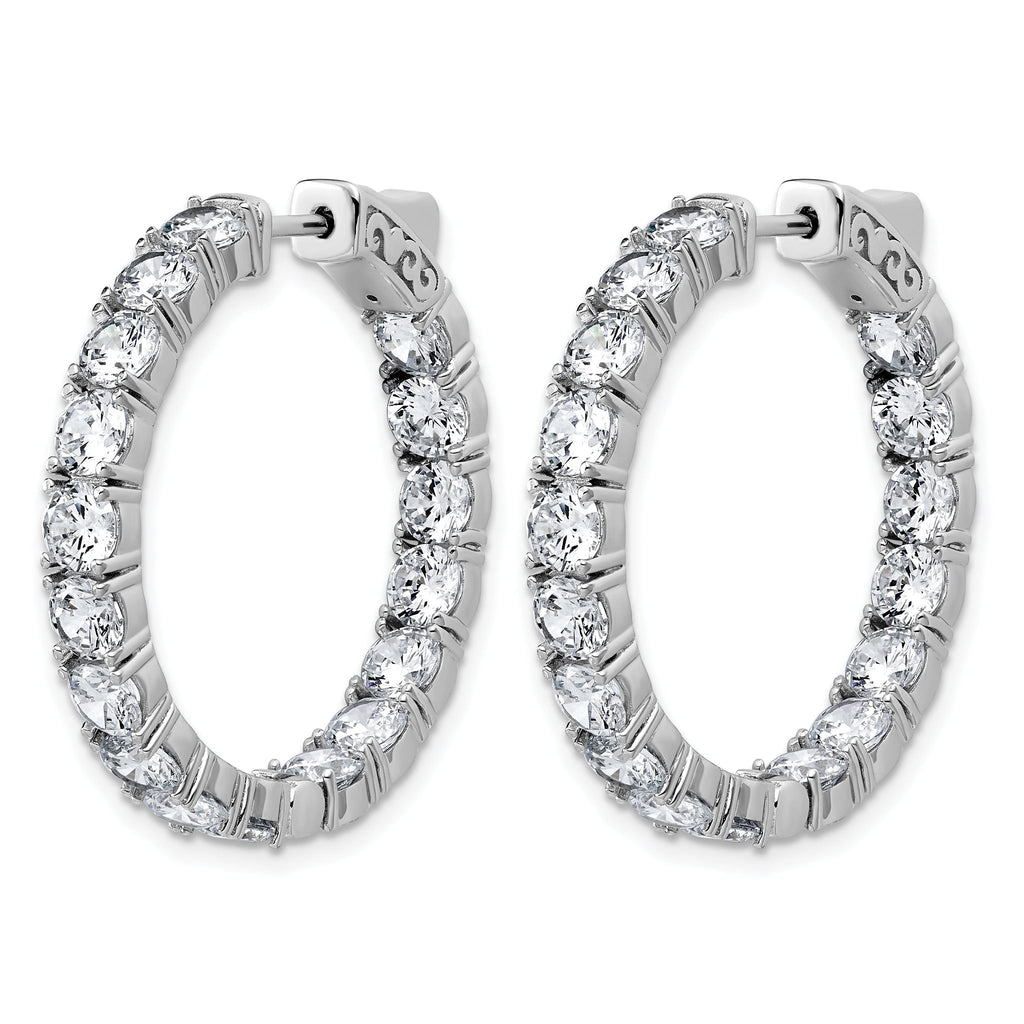 Sterling Shimmer Sterling Silver Rhodium-plated 4.00mm CZ 34 Stone In and Out Hinged Hoop Earrings