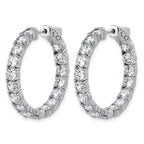 Sterling Shimmer Sterling Silver Rhodium-plated 4.00mm CZ 34 Stone In and Out Hinged Hoop Earrings