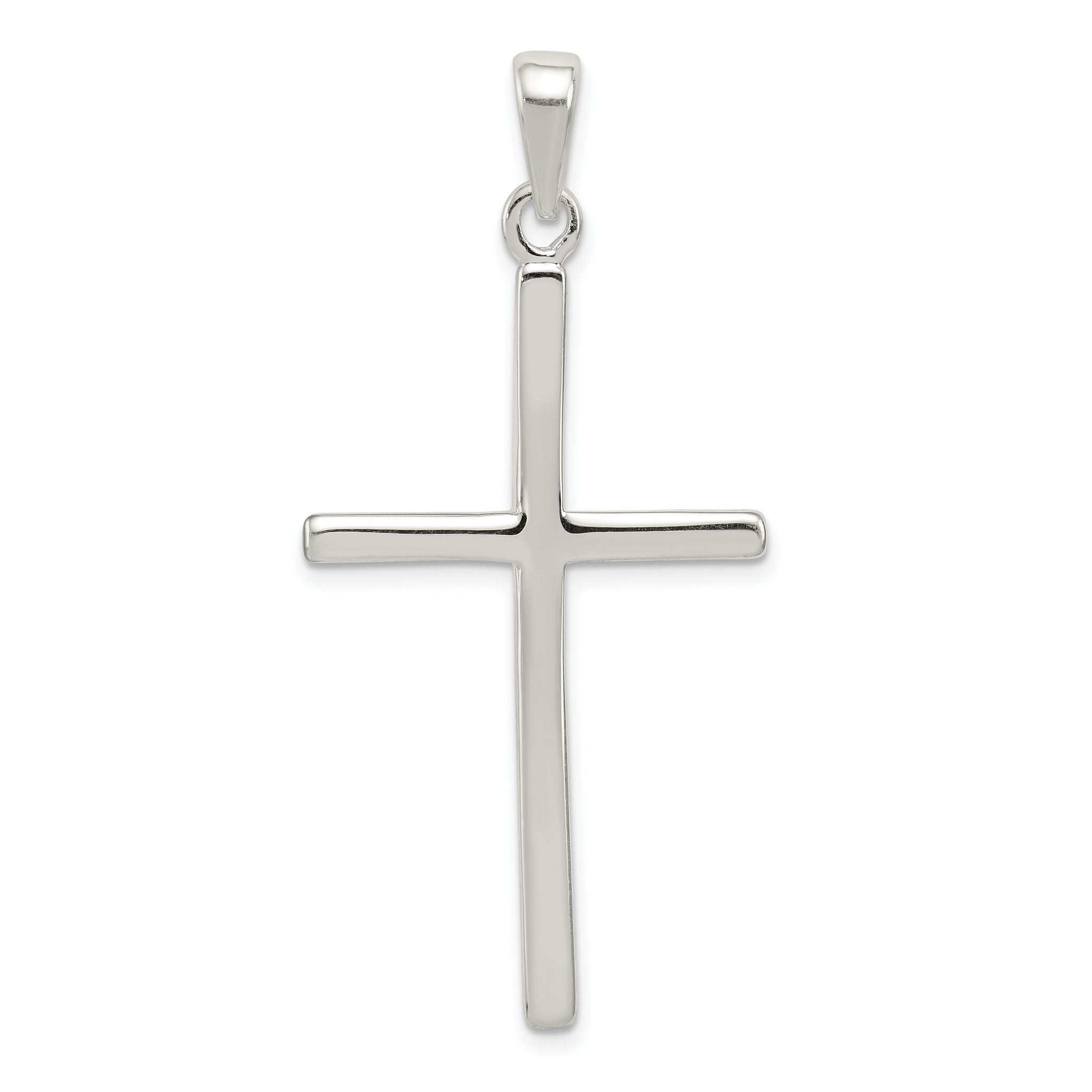 Sterling Silver 925 Polished Cross Pendant with Anti-Tarnish Coating