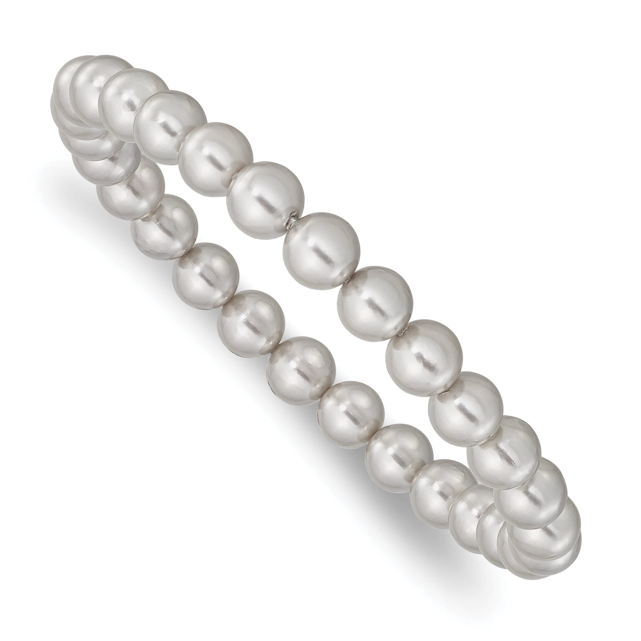 Majestik 7-8mm Grey Imitation Shell Pearl Stretch Bracelet Main image