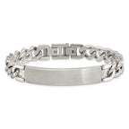 Stainless Steel Brushed and Polished Curb Chain ID Bracelet with . Extension for Men