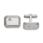 Polished CZ Cufflinks in Stainless Steel