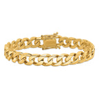 14K 8 inch 9.7mm Hand Polished Flat Beveled Curb Link with Box Catch Clasp Bracelet