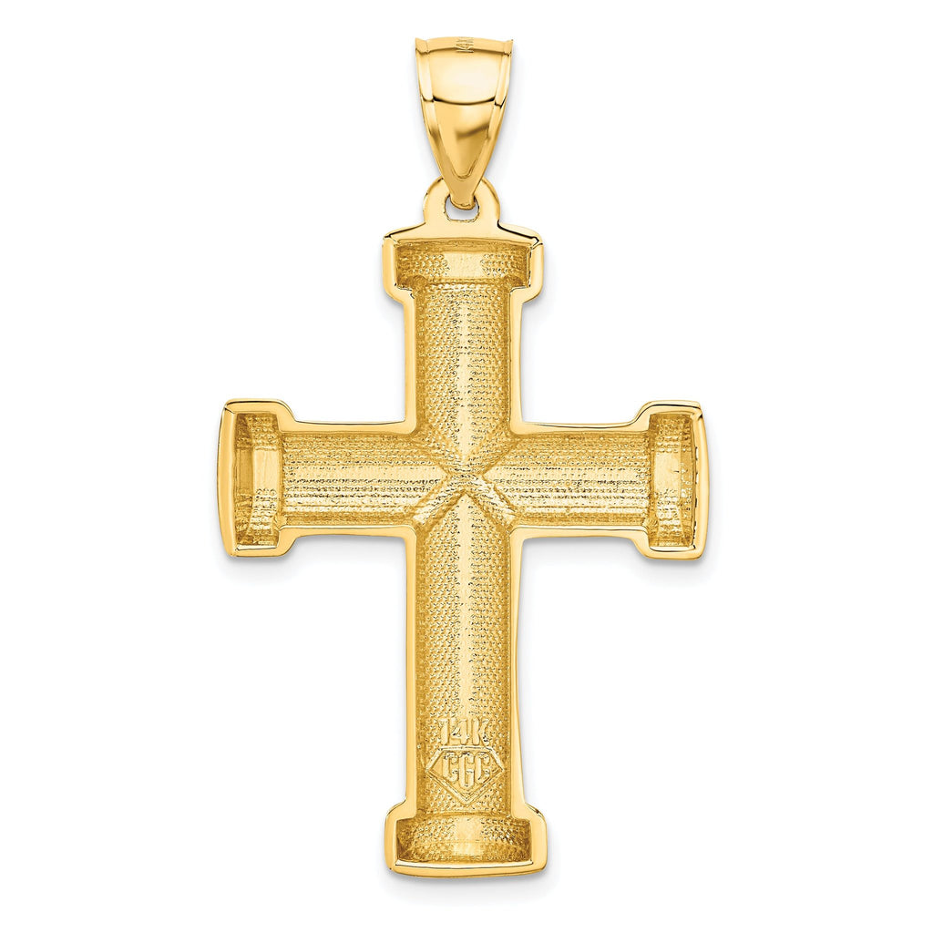 14K Gold Polished Latin Cross Pendant with Solid Cast Design