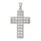 Sterling Silver 925 Rhodium-Plated CZ Cross Pendant Elegant Polished Design
