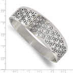 Stainless Steel Polished Flower Cut-out Hinged Bangle Bracelet for Women