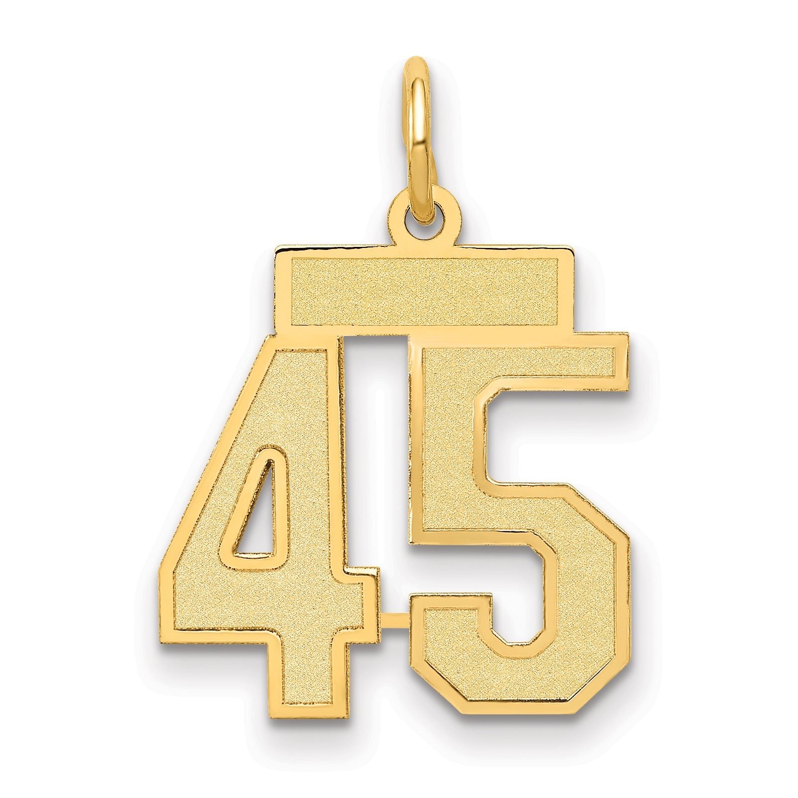 14K Gold Small Satin Number 45 Charm with Brushed Finish