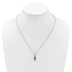 Shey Couture Sterling Silver Rhodium-plated with 14k Accent Marquise Amethyst Navette 18 inch with 2 inch Extension Necklace