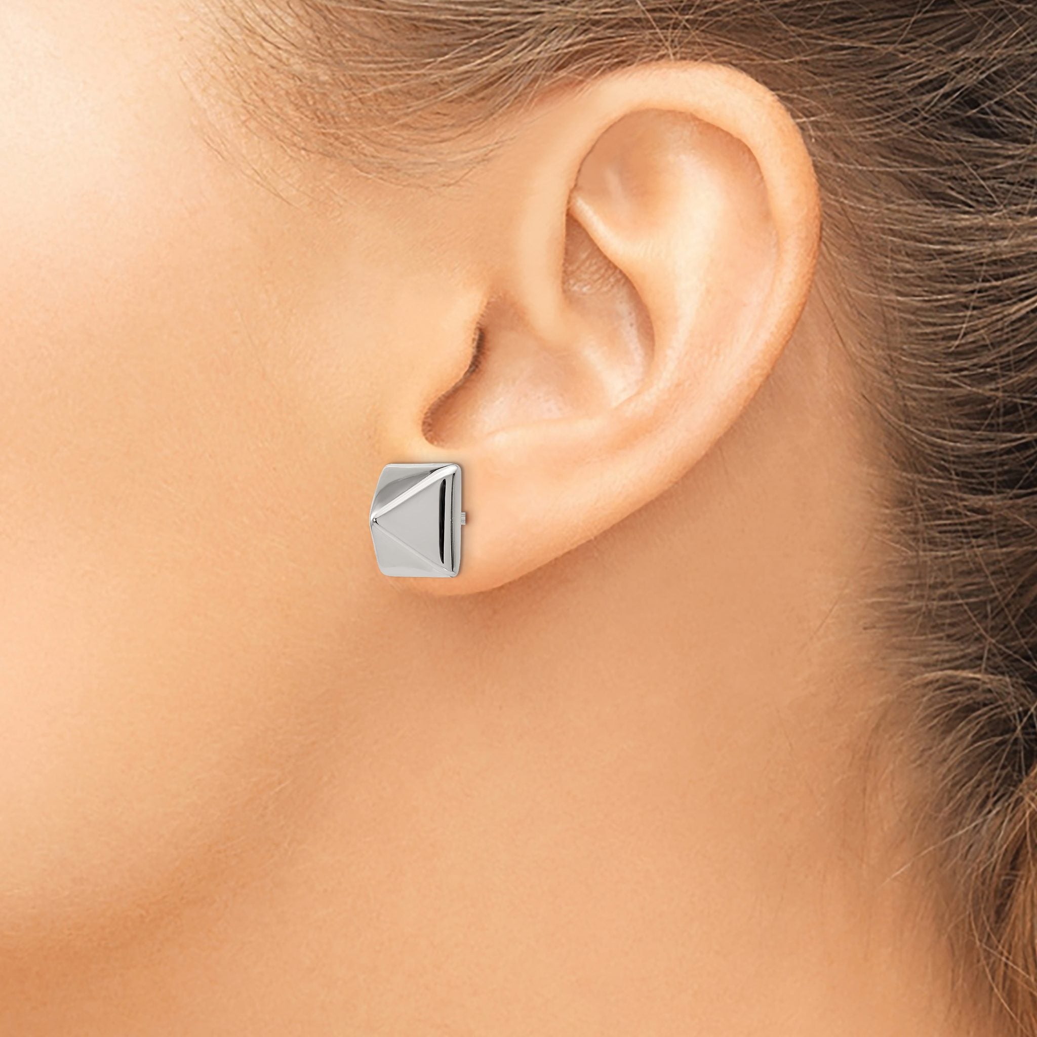 Stainless Steel Polished Button Earrings