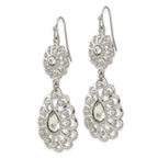 1928 Silver-tone Crystal Dangle Shepherds Hook Earrings