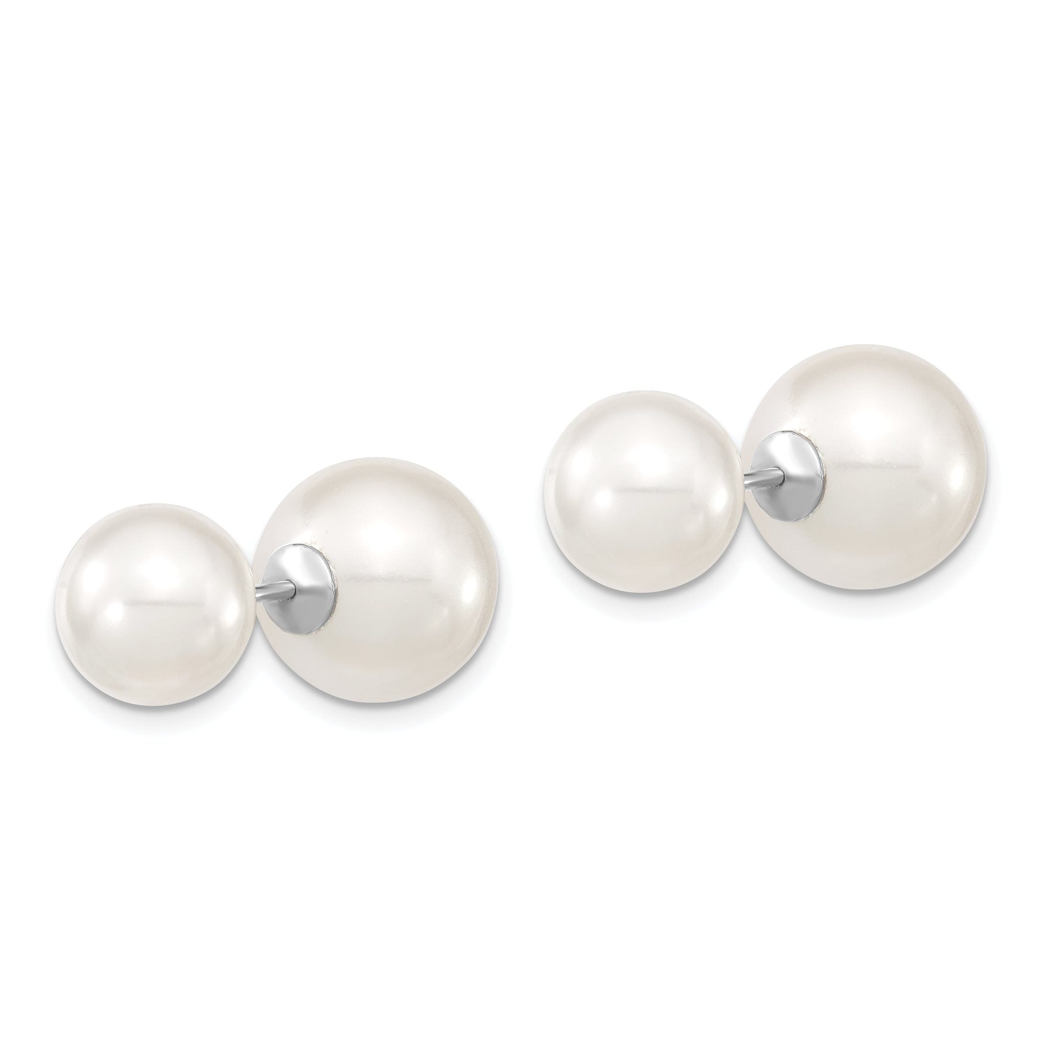 Sterling Silver Rhodium-Plated Pearl Earrings with Gift Pouch Secondary image